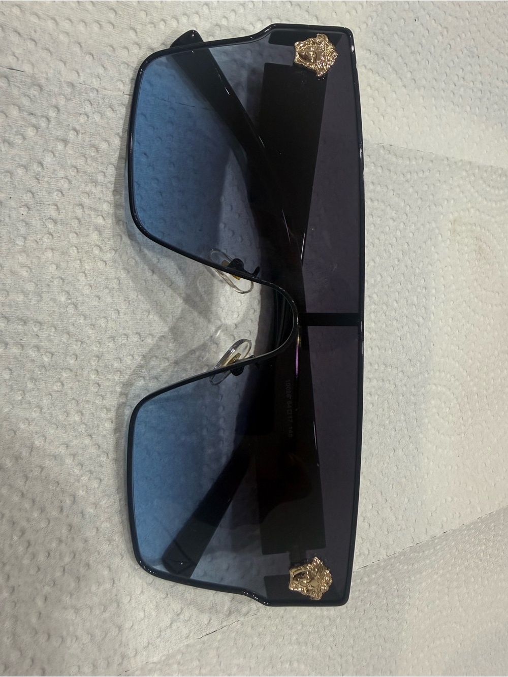 Versace Medusa Shield Sunglasses Black Gradient Gold Logo | No Box | Unisex